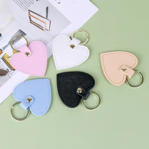 Lindo Llavero de Cuero de Corazón Colgante de Bolso de Borla Creativo Anillo de Llave