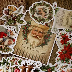 Süßes Weihnachten Aufkleber Paket Vintage Weihnachtsmann Elch Dekorative Abziehbilder Für Scrapbook Planer DIY Handwerk