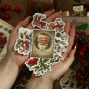 Weihnachtliche Vintage-Aufkleber, süße Weihnachtsmann-Rentiere DIY Deko-Sticker für Scrapbook.