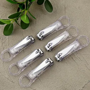Clear handle stainless steel nail clipper set, practical daily grooming tool for home.