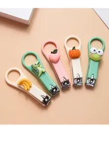 Cute cartoon nail clipper set with cute fruit and animal designs, portable and durable.