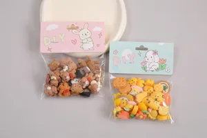 DIY ρητίνη charms cabochons σετ κινούμενα σχέδια αρκouda και φαγητό χαριτωμένα αξεσουάρ