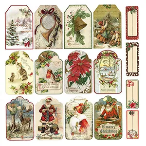 Vintage Weihnachten Aufkleber Set Geschenkanhaenger Tagebuch Scrapbooking DIY Deko Basteln