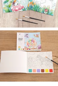 Draagbaar zak-akwarel schilderboek met penselen, ideale kunstbenodigdheden voor kinderen en beginners.
