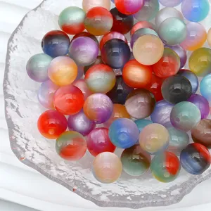 Colorful resin cat eye round loose beads for DIY handmade jewelry necklace bracelet accessories