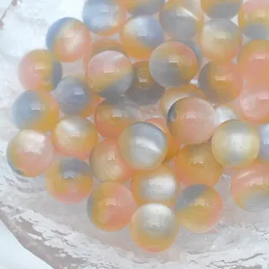 Colorful resin cat eye round loose beads for DIY handmade jewelry making necklaces bracelets.
