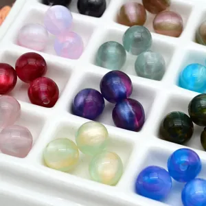 Colorful Jelly Cat Eye Resin Round Loose Beads DIY Handmade Bracelet Phone Chain Jewelry Accessories Craft Supplies