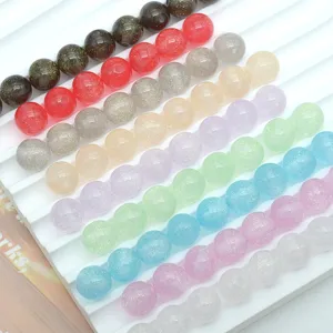 Colorful resin glitter round jelly beads for DIY jewelry making and phone charms detail.