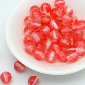 Red white resin beads with gold foil glitter loose beads DIY handmade bracelet accessories