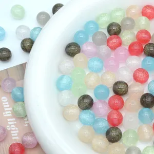 Colorful glitter jelly resin round beads loose DIY bracelet phone chain craft materials