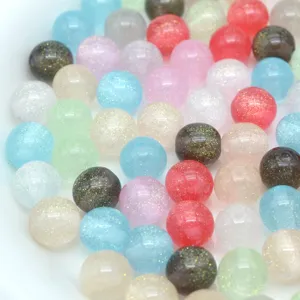 Colorful glitter jelly resin round beads for DIY handmade jewelry bracelets and phone straps.