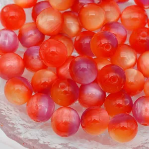 Resin imitation cat eye magical color round loose beads for DIY jewelry making bracelets necklaces.
