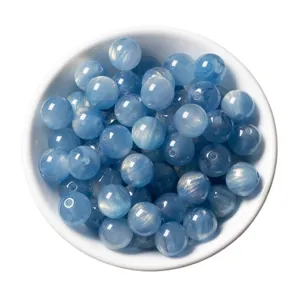 Blue resin starry sky drifting sand round beads for DIY jewelry making accessories.