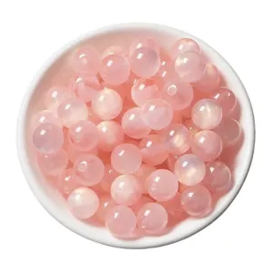 Pink cat eye resin round beads starry quicksand gold DIY handmade jewelry accessories making 100pcs