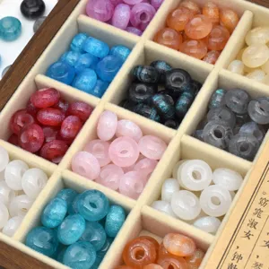 Starry Glitter Resin Spacer Beads Large Hole Wheel Beads DIY Phone Chain Bag Accessories