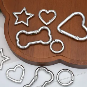 Alloy Metal Snap Hook Bone Star Heart Round Carabiner Keychain DIY Bag Charm Handmade Jewelry Accessories