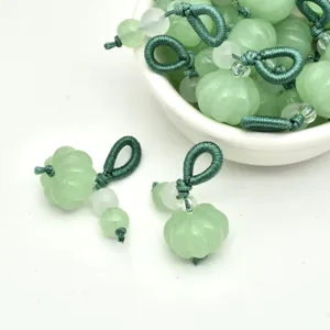 Pendentif Citrouille En Verre Fait Main Accessoires De Bijoux DIY Pendentif Suspendu De Perles Vert Jade Pour Bracelet Collier