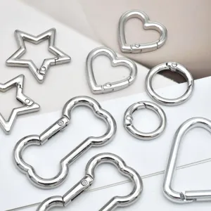 Silver alloy spring buckles, star heart bone shaped DIY bag keychain hardware accessories