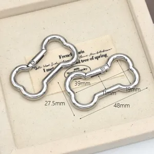 Alloy bone-shaped spring clip carabiner keychain DIY craft accessory metal hardware parts