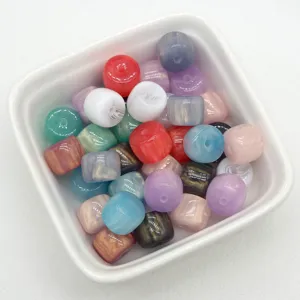 Resin marbled golden barrel beads loose beads DIY craft sewing accessories detail view