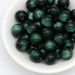 Perline di resina verde scuro occhio di gatto sfuse per braccialetti fai da te accessori gioielli