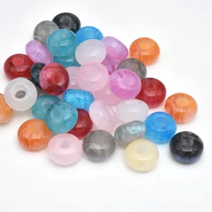 Colorful sparkly resin beads large hole wheel beads for DIY jewelry making and phone charms.