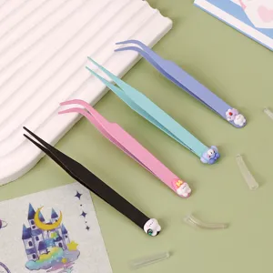 Joli ensemble de pinces à épiler pour scrapbooking, outils de bricolage incurvés en acier.