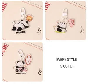 Süßer Cartoon Panda Acryl Schlüsselanhänger Anhänger, schöne Tasche Deko und Geschenk Accessoire.
