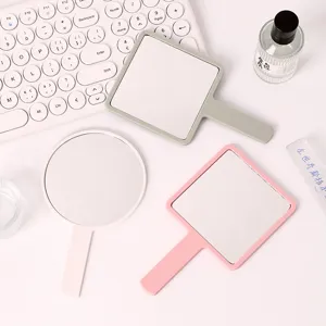 Minimalistische handmake-up spiegel draagbare vierkante ronde cosmetische make-upspiegel thuis