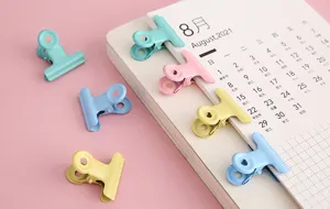 Colorido metal clips de carpeta color macaron pinzas de papel papelería linda oficina escuela
