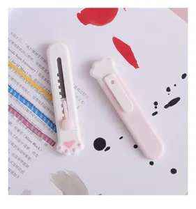 Mini couteau utilitaire mignon patte de chat ouvre-colis portable pour étudiant et bureau