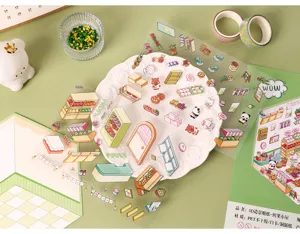 Juego de pegatinas 3D de casa de frutas, pegatinas decorativas de diario de escena PET