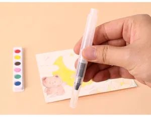 Clear detail view of a transparent water brush pen for watercolor painting and coloring.