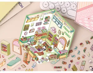 Escena en miniatura 3D pegatina estereoscópica PET casa bricolaje frutería cuaderno decoración set