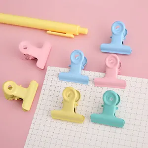 Lindos clips de carpeta de metal color macaron para diario DIY, papeles y libros escolares.
