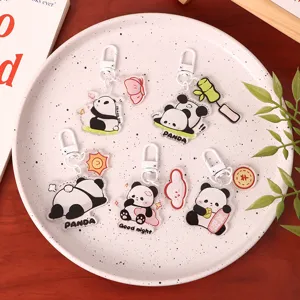 Süßes Cartoon Panda Acryl Schlüsselanhänger Set, stilvoller Taschenanhänger und Geschenke.