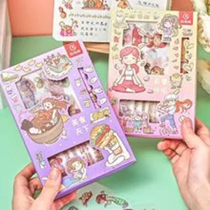 Süßes Washi-Tape und Aufkleber Geschenkset für DIY Tagebuch und Scrapbooking Dekor.