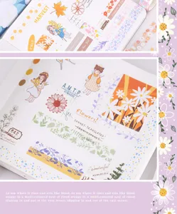 Kreatives transparentes PET Blumen Washi Tape Tagebuch Aufkleber DIY Schreibwaren Set.