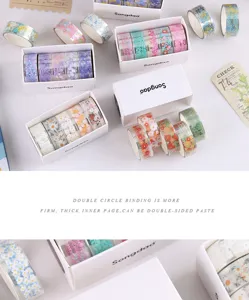 PET Blumen Washitape Detailansicht mit feinen Mustern und eleganter weißer Geschenkbox.