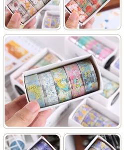 Transparentes PET Blumen Washi Tape Set für Journal DIY Dekoration und Kunsthandwerk.