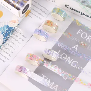 Kreatives transparentes PET Blumen Washi Tape Set für DIY Planer Tagebuch und Deko.