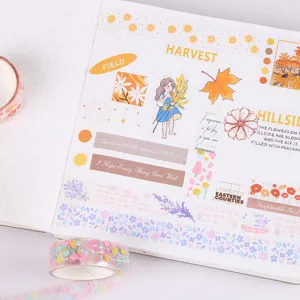 Kreatives transparentes PET Blumen Washi Tape und Sticker Set für DIY Tagebuch Deko.