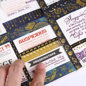 Gold foil washi tape sticker set cute decorative stationery for DIY journal crafts planner