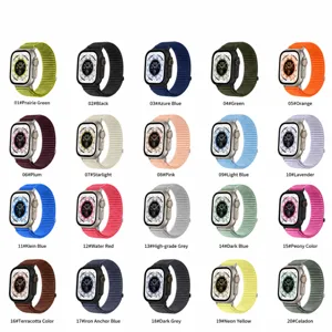Nylon Alpin-Loop Armband fuer Apple Watch Ultra Serie mit Metalladapter in 20 Farben