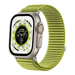 Kompatibles Alpin-Loop-Armband für Apple Watch Ultra, strapazierfähiges grünes Nylonarmband.