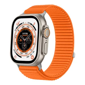 Ersatz Alpine Loop Uhrenarmband für Apple Watch Ultra 1/2/3 und Serie, orange gewebtes Armband.