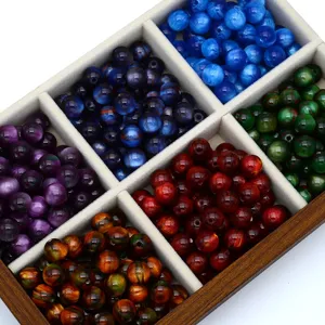 Colorful starry cat eye beads round loose beads for DIY handmade jewelry making accessories