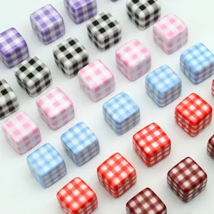Colorful acrylic plaid square beads for DIY handmade jewelry, bracelets, and phone charms.