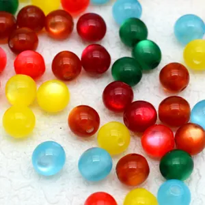 Colorful resin cat eye beads loose round pearls for DIY handmade bracelets jewelry making.