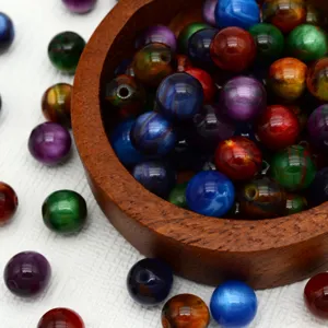 Colorful cat eye loose beads, marbled starry style DIY handmade jewelry making accessories.